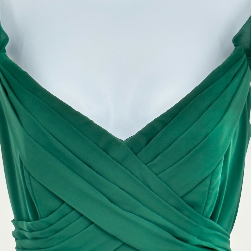 New Social Bridesmaids Womens 6 Hunter Green Chiffon OffShoulder Gown Long Dress - Picture 5 of 13